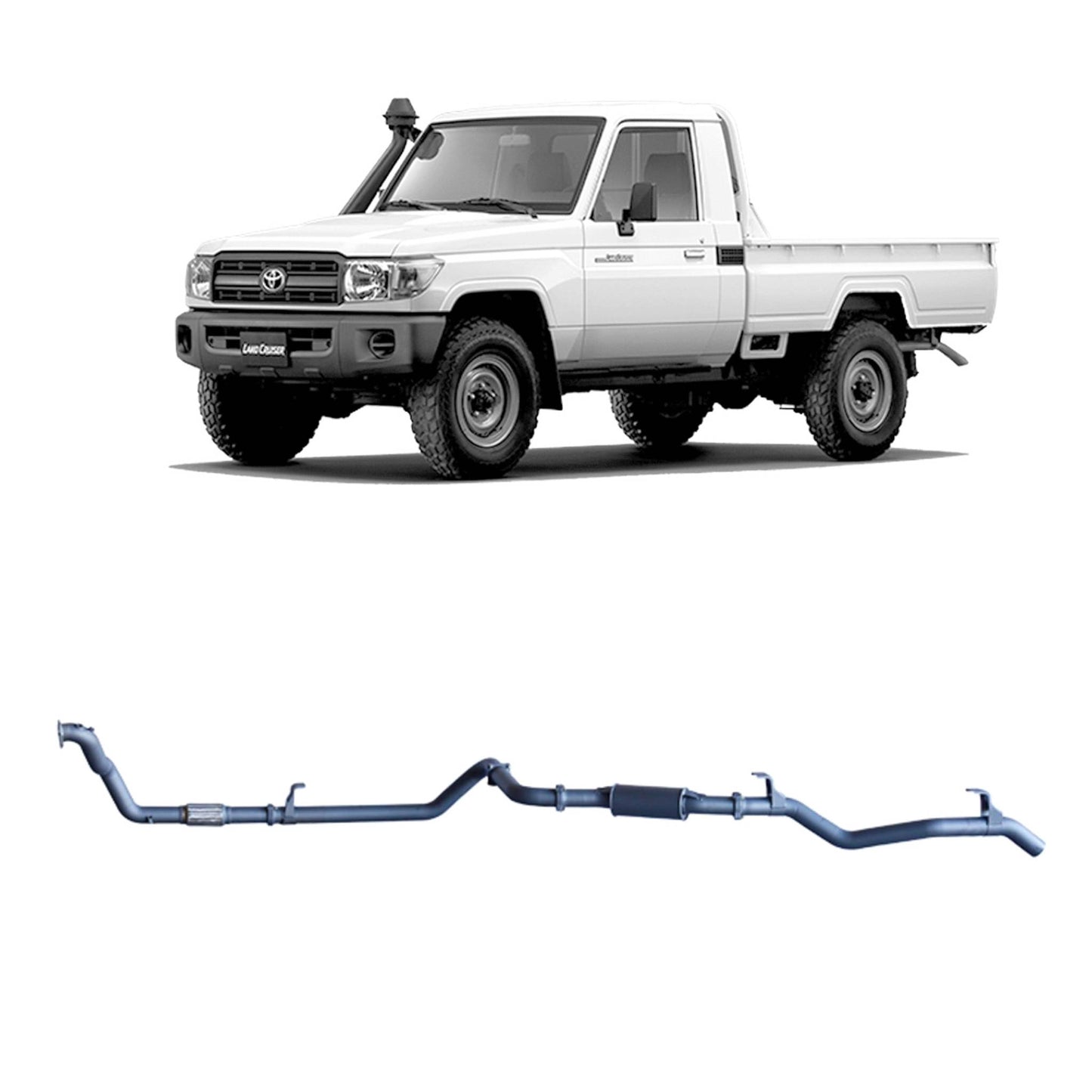 Extreme Duty 3" Exhaust for the Toyota LandCruiser 79 Series 4.2L 1HZ (10/1999 - 01/2007)