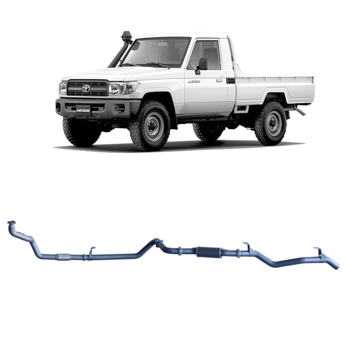 Extreme Duty 3" Exhaust for the Toyota LandCruiser 79 Series 4.2L 1HZ (10/1999 - 01/2007) (view 11)