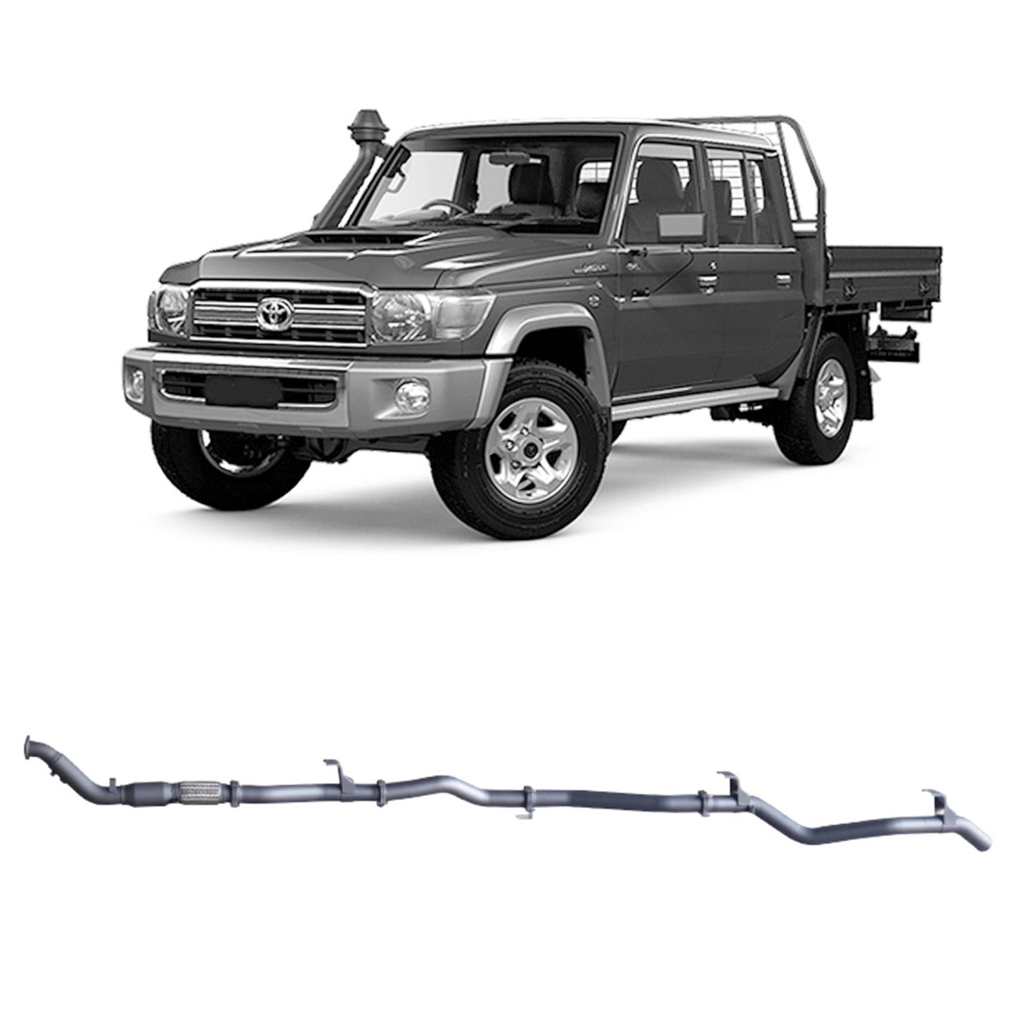 Extreme Duty 3" Turbo Back Exhaust for the Toyota LandCruiser 79 Series Dual Cab w/ Auxiliary Fuel Tank (01/2012 - 1 (view 4)