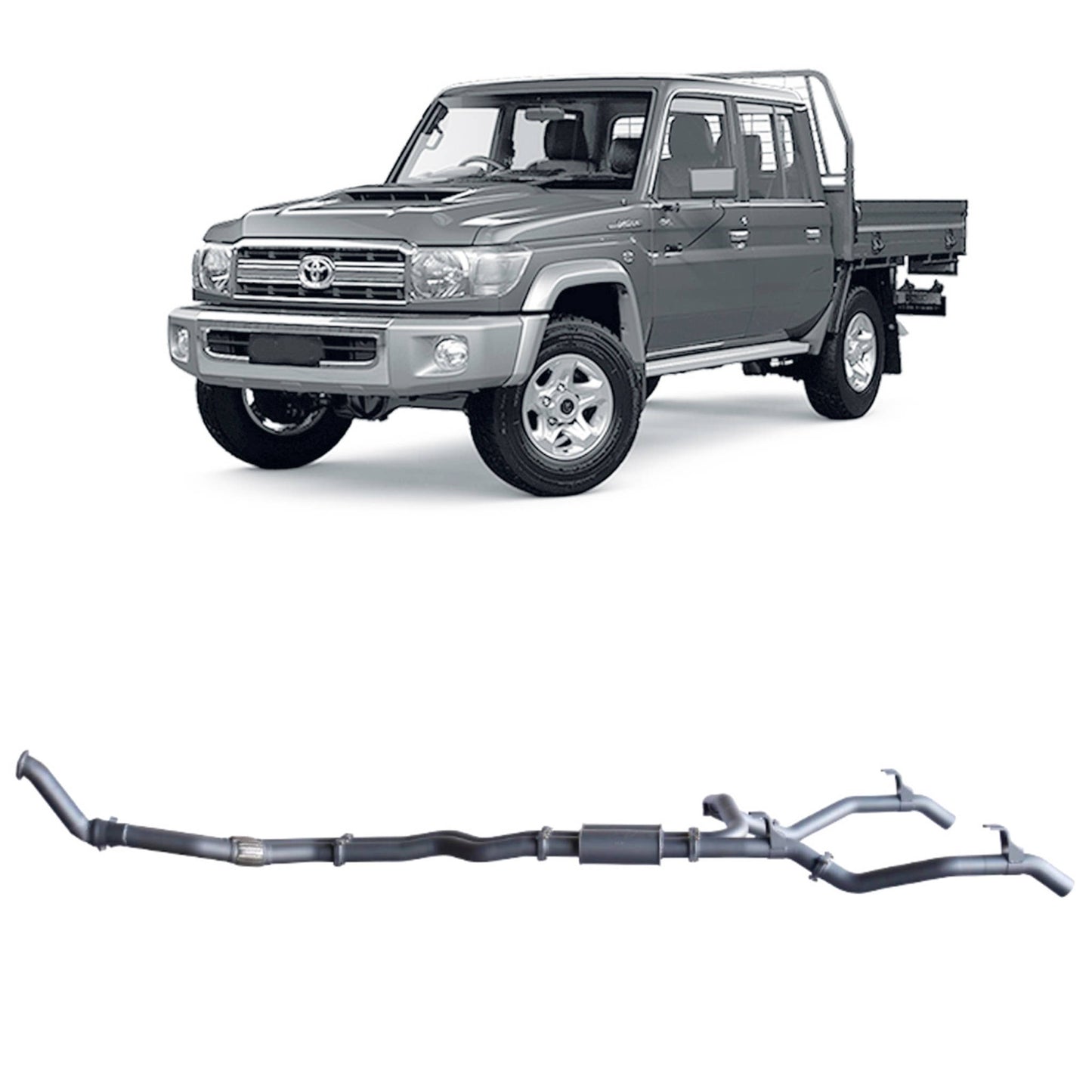 Extreme Duty 3" Twin Turbo Back Exhaust for the Toyota LandCruiser 79 Series Dual Cab (10/2012 - 10/2016) (view 4)